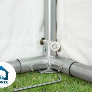 Professzionális extra erős, lángálló rendezvény- és fesztiválsátor 7 × 12 m, 84 m², PVC ponyvával, 2,60 m oldalmagassággal, megerősített horganyzott acélszerkezettel és padlókerettel – fehér