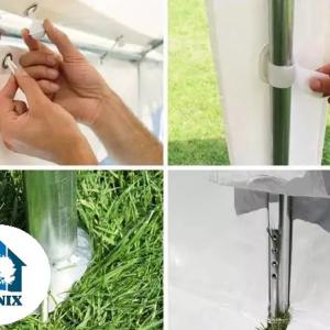 Professzionális extra erős, lángálló rendezvény- és partisátor 6 × 10 m, 60 m², fehér PVC ponyvával, 2,0 m oldalmagassággal, Ø 38 mm-es teljesen horganyzott acélvázzal és acélkábeles tetőmerevítéssel
