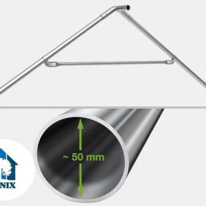 Professzionális extra erős, lángálló rendezvénysátor 3 × 6 m, 18 m², fehér PVC ponyvával, 2,6 m oldalmagassággal, Ø 50 mm-es erősített horganyzott acélvázzal és padlókerettel
