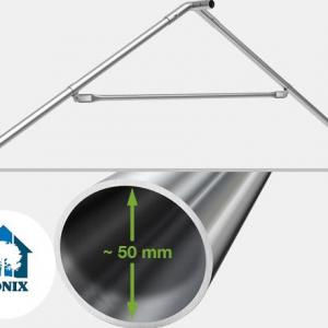 Professzionális extra erős, lángálló rendezvénysátor 4 × 12 m, 48 m², fehér PVC ponyvával, 2,6 m oldalmagassággal, Ø 50 mm-es erősített horganyzott acélvázzal és padlókerettel