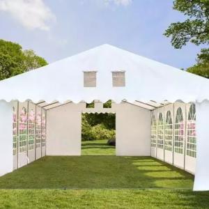 Professzionális extra erős, lángálló rendezvénysátor 6 × 18 m, 108 m², fehér PVC ponyvával, 2,6 m oldalmagassággal, Ø 50 mm-es erősített horganyzott acélvázzal és padlókerettel