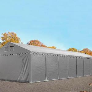 Professzionális, extra erős raktársátor 5 × 20 m, 100 m² alapterülettel, 2,60 m oldalmagassággal, megerősített, horganyzott acélszerkezettel, padlókerettel, két cipzáras bejárattal fehér PVC ponyvával