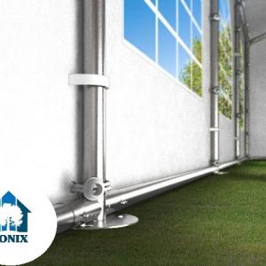 Professzionális extra erős rendezvény- és fesztiválsátor 5 × 10 m, 50 m², lángálló PVC ponyvával, 2,60 m oldalmagassággal, megerősített horganyzott acélszerkezettel és padlókerettel – fehér