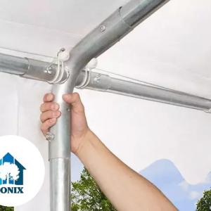 Professzionális extra erős rendezvény- és fesztiválsátor 6 × 12 m, 72 m², lángálló PVC ponyvával, 2,60 m oldalmagassággal, megerősített horganyzott acélszerkezettel és padlókerettel – fehér