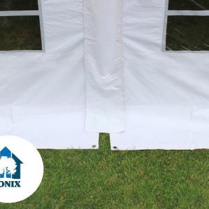 Professzionális extra erős rendezvény- és fesztiválsátor 6 × 12 m, 72 m², lángálló PVC ponyvával, 2,60 m oldalmagassággal, megerősített horganyzott acélszerkezettel és padlókerettel – fehér