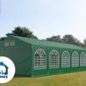Professzionális extra erős rendezvény- és fesztiválsátor 6 × 12 m, 72 m², lángálló PVC ponyvával, 2,60 m oldalmagassággal, megerősített horganyzott acélszerkezettel és padlókerettel – fehér