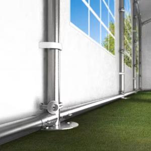Professzionális extra erős rendezvény- és fesztiválsátor 7 × 14 m, 98 m², lángálló PVC ponyvával, 2,60 m oldalmagassággal, megerősített horganyzott acélszerkezettel és padlókerettel – fehér