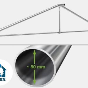 Professzionális extra erős rendezvény- és fesztiválsátor 8 × 16 m, 128 m², lángálló PVC ponyvával, 2,60 m oldalmagassággal, megerősített horganyzott acélszerkezettel és padlókerettel – fehér