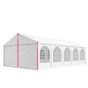 Professzionális extra erős rendezvény- és fesztiválsátor 8 × 16 m, 128 m², lángálló PVC ponyvával, 2,60 m oldalmagassággal, megerősített horganyzott acélszerkezettel és padlókerettel – fehér