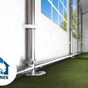 Professzionális extra erős rendezvény- és fesztiválsátor 8 × 16 m, 128 m², lángálló PVC ponyvával, 2,60 m oldalmagassággal, megerősített horganyzott acélszerkezettel és padlókerettel – fehér