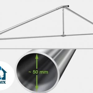Professzionális extra erős rendezvény- és partisátor 6 × 16 m, 96 m², PVC ponyvával, 2,60 m oldalmagassággal, megerősített horganyzott acélszerkezettel és padlókerettel – fehér