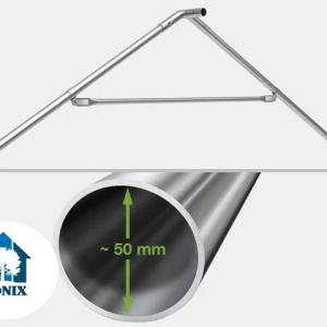 Professzionális extra erős rendezvénysátor 3 × 6 m, 18 m², fehér PVC ponyvával, 2,6 m oldalmagassággal, Ø 50 mm-es erősített horganyzott acélvázzal és padlókerettel