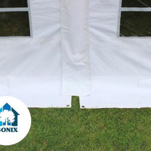 Professzionális extra erős rendezvénysátor 3 × 6 m, 18 m², fehér PVC ponyvával, 2,6 m oldalmagassággal, Ø 50 mm-es erősített horganyzott acélvázzal és padlókerettel