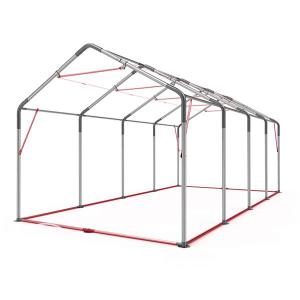 Professzionális extra erős rendezvénysátor 4 × 8 m, 32 m², fehér PVC ponyvával, 2,6 m oldalmagassággal, Ø 50 mm-es erősített horganyzott acélvázzal és padlókerettel