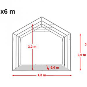 Professzionális extra erős rendezvénysátor 4x6m, ponyva PVC  fehér +2,6 m oldalmagasság, erősített szerkezet
