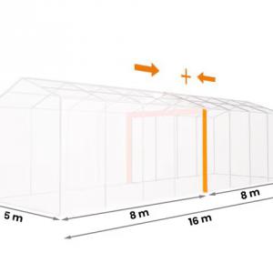 Professzionális extra erős rendezvénysátor 5 × 18 m, 90 m², fehér PVC ponyvával, 2,6 m oldalmagassággal, Ø 50 mm-es erősített acélvázzal és padlókerettel