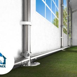 Professzionális extra erős rendezvénysátor 5 × 8 m, 40 m², fehér PVC ponyvával, 2,6 m oldalmagassággal, Ø 50 mm-es erősített horganyzott acélvázzal és padlókerettel