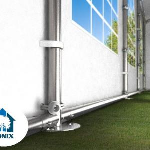 Professzionális extra erős rendezvénysátor 6 × 12 m, 72 m², fehér PVC ponyvával, 2,6 m oldalmagassággal, Ø 50 mm-es erősített horganyzott acélvázzal és padlókerettel
