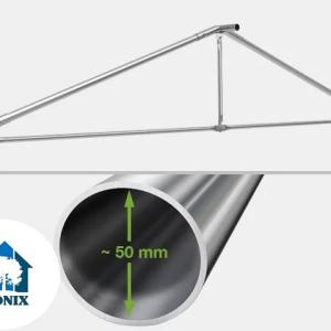 Professzionális extra erős rendezvénysátor 6 × 8 m, 48 m², fehér PVC ponyvával, 2,6 m oldalmagassággal, Ø 50 mm-es erősített horganyzott acélvázzal és padlókerettel