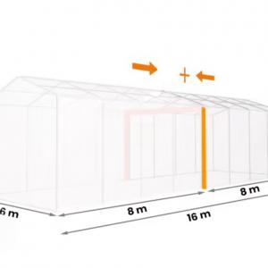 Professzionális extra erős rendezvénysátor 6x16 m ponyva lángálló PVC  oldalfalmagasság+ 2,6m, erősített szerkezet