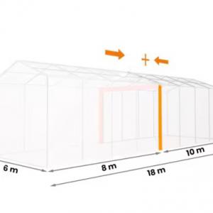 Professzionális extra erős rendezvénysátor 6x18m, ponyva PVC fehér +2,6 m oldalmagasság, erősített szerkezet  acélcső Ø 50mm (108m2)
