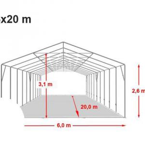 Professzionális extra erős rendezvénysátor 6x20 m ponyva lángálló PVC szürke + 2,6m