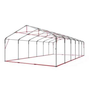 Professzionális extra erős rendezvénysátor 6x22 m  ponyva lángálló PVC oldalmagasság + 2,6m, erősített szerkezet szürke-fehér