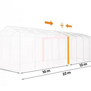 Professzionális extra erős rendezvénysátor 6x22 m  ponyva lángálló PVC oldalmagasság + 2,6m, erősített szerkezet szürke-fehér