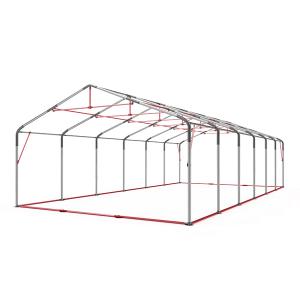 Professzionális extra erős rendezvénysátor 6x28 m ponyva lángálló PVC szürke-fehér oldalmagasság + 2,6m, erősített szerkezettel