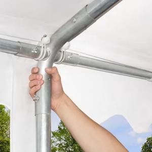 Professzionális  extra erős rendezvénysátor 8x24 m, ponyva lángálló PVC oldalmagasság + 2,6m, padlókerettel fehér