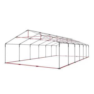 Professzionális extra erős rendezvénysátor, partisátor 5 × 12 m, 60 m², PVC fehér ponyvával, megerősített horganyzott acélszerkezettel, extra tetőmerevítéssel és stabil padlókerettel