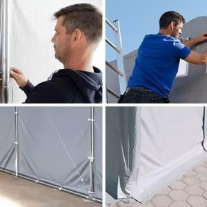 Professzionális ipari raktársátor 8 × 24 m – 192 m², 4,00 m oldalmagassággal, tolókapuval, PVC ponyvával és extra megerősített horganyzott acélszerkezettel