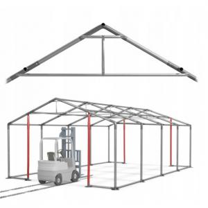 Professzionális  ipari raktársátor 8 × 8 m – 64 m², 560 g/m² PVC fehér   ponyvával, két nagyméretű bejárattal és megerősített horganyzott acélszerkezettel