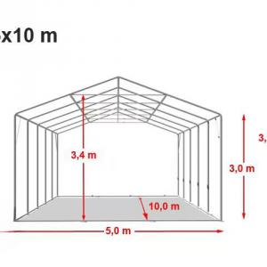 Professzionális ipari sátor 5x8 m raktársátor 3,00m oldalmagasság, felhúzható kapuval ponyva PVC szürke