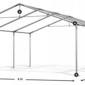 Professzionális ipari tárolósátor 4 × 6 m, 24 m², 2,00 m oldalmagassággal, 560 g/m² vízálló PVC ponyvával és horganyzott acélvázzal zöld