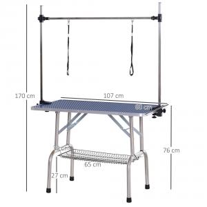 Professzionális Kutyakozmetikai, trimmelőasztal 107 x 60 x 170 cm