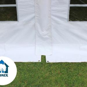 Professzionális lángálló extra erős rendezvénysátor 6x10m, ponyva PVC oldalfalmagasság + 2,6m erősített szerkezettel szürke-fehér