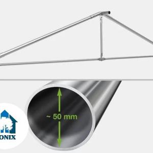 Professzionális lángálló rendezvénysátor 5 × 8 m, 40 m², fehér PVC ponyvával, 2,6 m oldalfalmagassággal, Ø 50 mm-es erősített horganyzott acélvázzal és padlókerettel