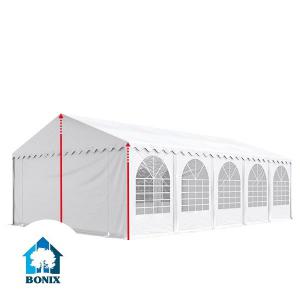 Professzionális lángálló rendezvénysátor 6 × 10 m, 60 m², fehér PVC ponyvával, 2,6 m oldalmagassággal, Ø 50 mm-es erősített horganyzott acélvázzal és padlókerettel