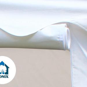 Professzionális lángálló rendezvénysátor 6 × 10 m, 60 m², fehér PVC ponyvával, 2,6 m oldalmagassággal, Ø 50 mm-es erősített horganyzott acélvázzal és padlókerettel