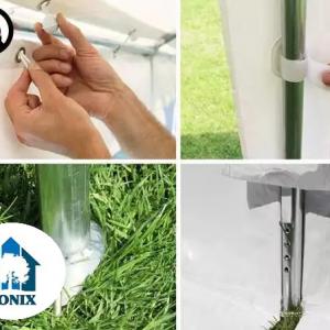 Professzionális lángálló rendezvénysátor, partisátor 3 × 6 m, 18 m², fehér PVC ponyvával,  teljesen horganyzott acélszerkezettel