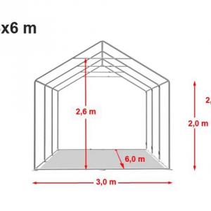 Professzionális lángálló rendezvénysátor, partisátor 3 × 6 m, 18 m², PVC ponyvával, megerősített horganyzott acélszerkezettel, stabil padlókerettel és megerősített tetőszerkezettel