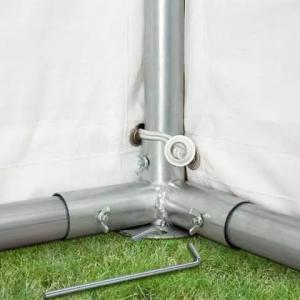 Professzionális lángálló rendezvénysátor, partisátor 3 × 6 m, 18 m², PVC ponyvával, megerősített horganyzott acélszerkezettel, stabil padlókerettel és megerősített tetőszerkezettel