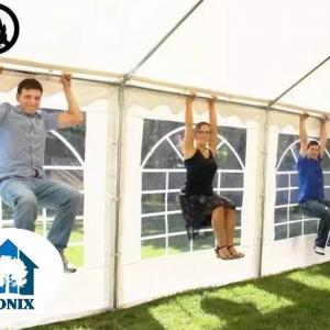 Professzionális lángálló rendezvénysátor, partisátor 4 × 6 m, 24 m², fehér PVC ponyvával,  teljesen horganyzott acélszerkezettel