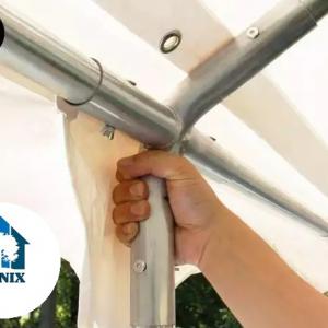 Professzionális lángálló rendezvénysátor, partisátor 6 × 14 m, 84 m², extra erős fehér PVC ponyvával,  teljesen horganyzott acélszerkezettel