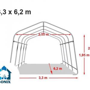 Professzionális mobilgarázs, sátorgarázs 3,3x6,2 m ponyva PVC szürke