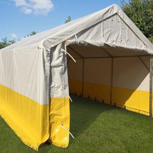 Professzionális munkaterületi sátor, raktársátor  5x10 m  ponyva tűzálló PVC 500 g/m² fehér/sárga