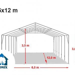 Professzionális ponyva csarnok raktársáto 6x12 m oldalmagasság 3,00m ponyva PVC  szürke