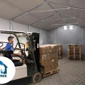 Professzionális ponyva csarnok raktársátor 4x6 m oldalmagasság 3,00 m ponyva  lángálló PVC szürke
