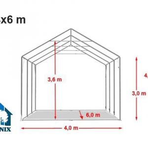 Professzionális ponyva csarnok raktársátor 4x6 m oldalmagasság 3,00 m ponyva  tűzálló PVC szürke